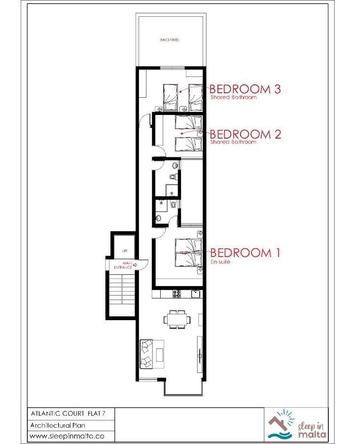 F7 Room 2, Private Bedroom Two Single Beds Shared Bathroom In Shared Flat Msida Zewnętrze zdjęcie